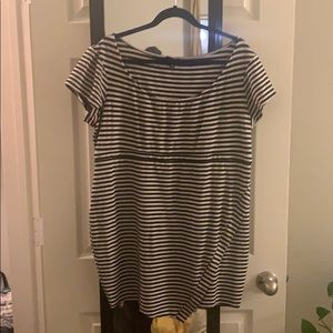 Black and white strip cocktail dress